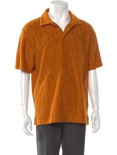 Pre-owned Dior Men 2021 Oblique Jacquard Polo Shirt In Orange