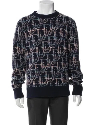Pre-owned Dior Men 2021 Oblique Jacquard Pullover In Blue