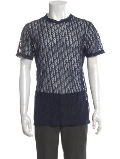 Pre-owned Dior Men 2021 Oblique Jacquard T-shirt In Blue