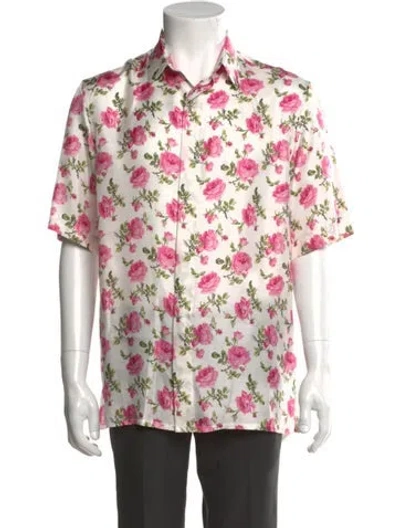 Pre-owned Dior Men 2022 Floral Print Shirt In White