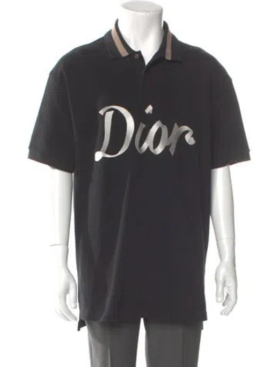 Pre-owned Dior Men 2022 Graphic Print Polo Shirt In Black