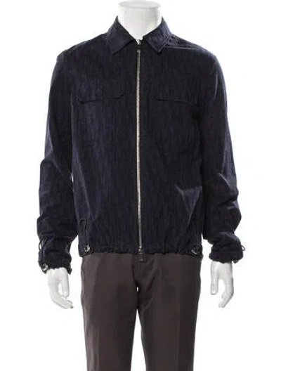 Pre-owned Dior Men 2022 Oblique Jacquard Jacket In Blue