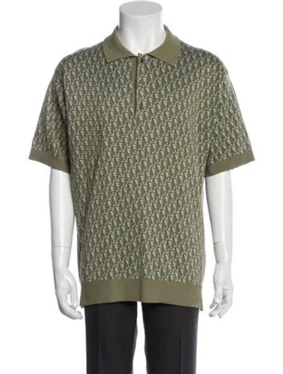 Pre-owned Dior Men 2022 Oblique Jacquard Polo Shirt In Green