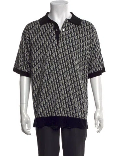 Pre-owned Dior Men 2022 Oblique Jacquard Polo Shirt W/ Tags In Blue
