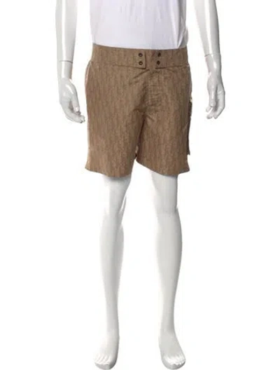 Pre-owned Dior Men 2022 Oblique Jacquard Swim Trunks In Brown