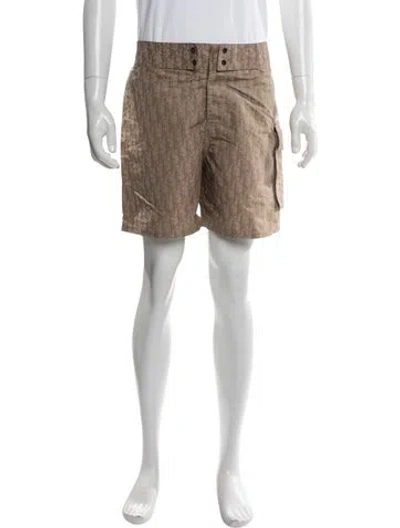 Pre-owned Dior Men 2022 Oblique Jacquard Swim Trunks In Neutral