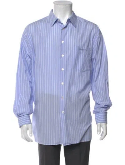 Pre-owned Dior Men 2022 Striped Dress Shirt In Blue