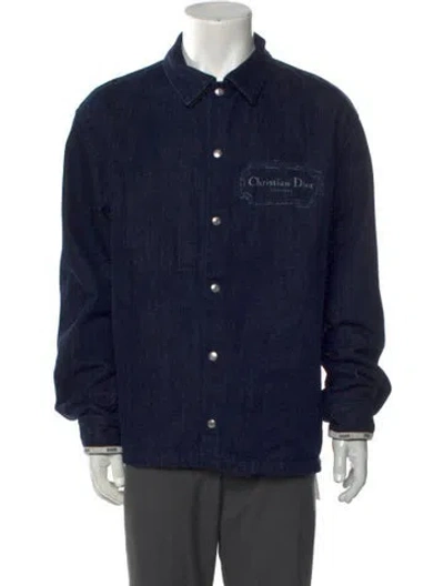 Pre-owned Dior Men 2023 Graphic Print Denim Shirt In Blue