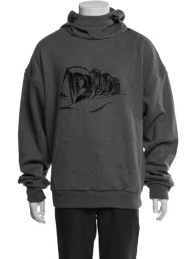 Pre-owned Dior Men 2023 Graphic Print Hoodie In Gray