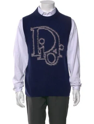 Pre-owned Dior Men 2023 Signature Logo Pullover In Blue