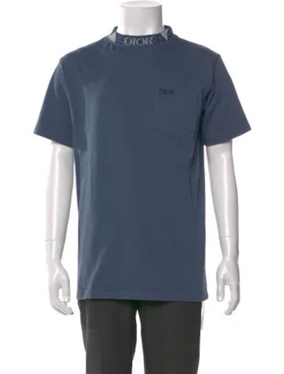 Pre-owned Dior Men 2023 Signature Logo T-shirt In Blue