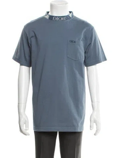 Pre-owned Dior Men 2023 Signature Logo T-shirt In Blue