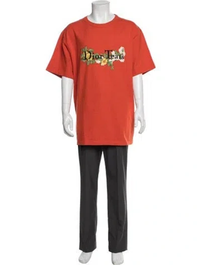 Pre-owned Dior Men 2023 Signature Logo T-shirt In Orange