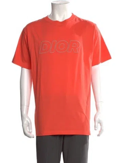Pre-owned Dior Men 2023 Signature Logo T-shirt In Orange