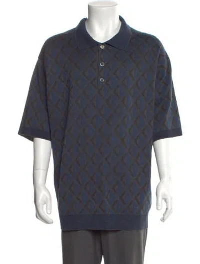 Pre-owned Dior Men 2023 Silk Polo Shirt In Blue