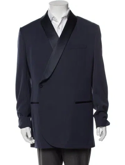 Pre-owned Dior Men 2023 Virgin Wool Blazer In Blue