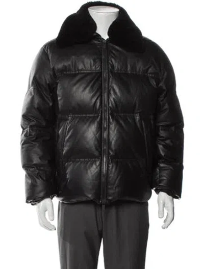Pre-owned Dior Men 2024 Lamb Leather Puffer Coat In Black