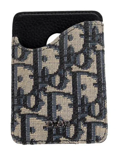 Pre-owned Dior Men 2024 Magnetic Card Holder Wallet In Blue