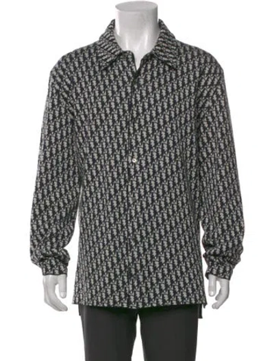 Pre-owned Dior Men 2024 Oblique Jacquard Shirt In Blue