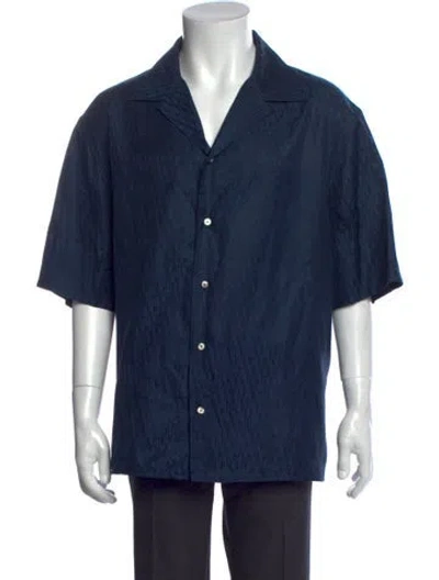 Pre-owned Dior Men 2024 Oblique Jacquard Shirt In Blue