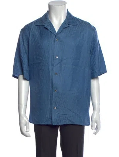 Pre-owned Dior Men 2024 Oblique Jacquard Shirt In Blue