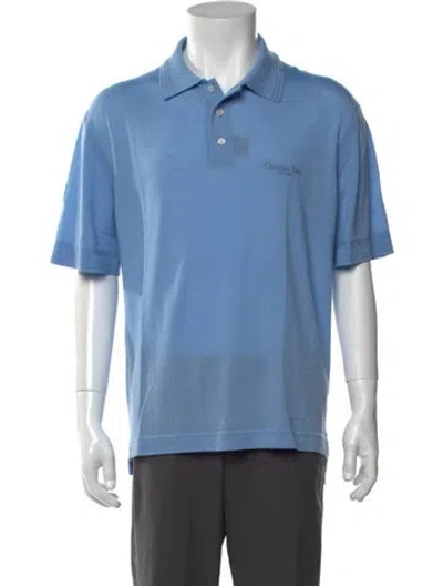 Pre-owned Dior Men 2024 Virgin Wool Polo Shirt In Blue