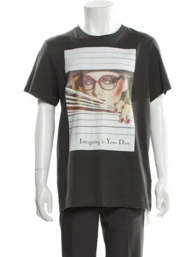 Pre-owned Dior Men 2025 Graphic Print T-shirt In Gray