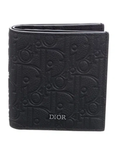 Pre-owned Dior Men 2025 Oblique Jacquard Bifold Wallet In Black