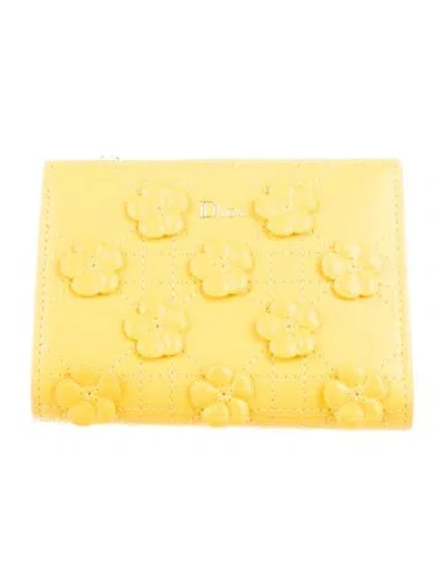 Pre-owned Dior Men 2026 Jardin Dahlia Compact Wallet In Yellow