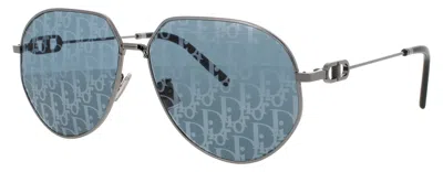 Dior Men's Aviator Metal Sunglasses In 12x - Shiny Dark Ruthenium / Blue Mirror