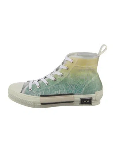 Pre-owned Dior Men B23 'dior And Shawn Print - Yellow Green' Sneakers In Neutral