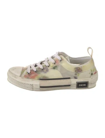 Pre-owned Dior Men B23 Flowers Sneakers In White