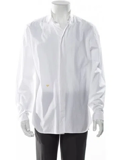 Pre-owned Dior Men Bee Accent Long Sleeve Dress Shirt In White