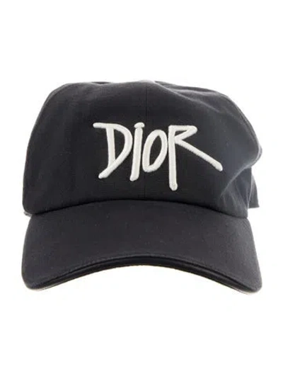 Pre-owned Dior Men Black Cotton Dior Baseball Cap Pattern At Interior And Snap At Back