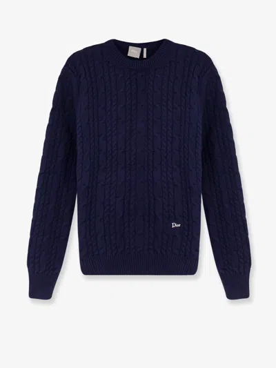 Dior Men Cable-knit Cashmere Sweater In Blue