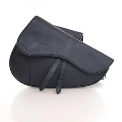 Pre-owned Dior Men Calf Leather Saddle Bag In Blue