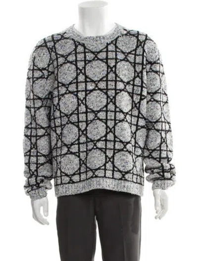 Pre-owned Dior Men Cannage Pattern Scoop Neck Pullover In Gray