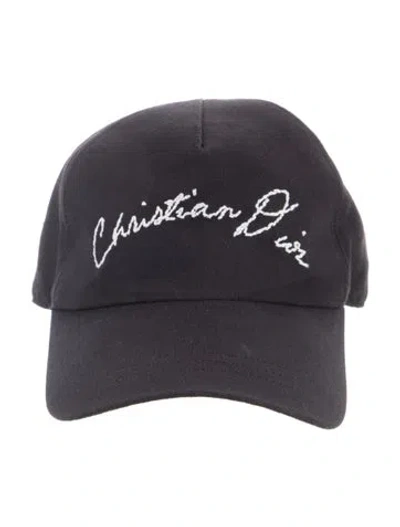 Pre-owned Dior Men Canvas Embroidered Baseball Hat In Black