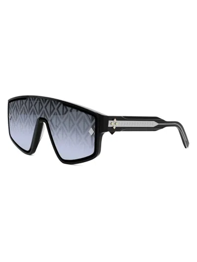 Dior Men's Cd Diamond M1u Mask Sunglasses In Black/blue Solid