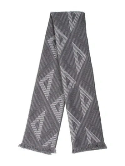 Pre-owned Dior Men Cd Diamond Muffler Wool Scarf In Gray