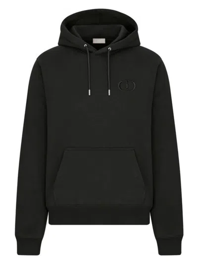 Dior Hoodie Cd Embroidery On Chest In Black