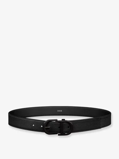 Dior Men Cd Leather Belt In Black