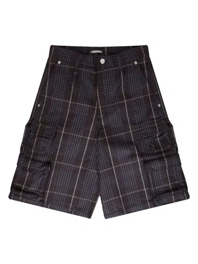 Dior Men's Check Cotton Bermuda Shorts In Blue