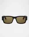 Dior Men's Christian  Label Rectangle Acetate Sunglasses In Sblkbrn