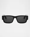 Dior Men's Christian  Label Rectangle Acetate Sunglasses In Sblksmk