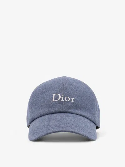 Dior Men Cotton Hat With Embroidered Logo On The Front In Blue