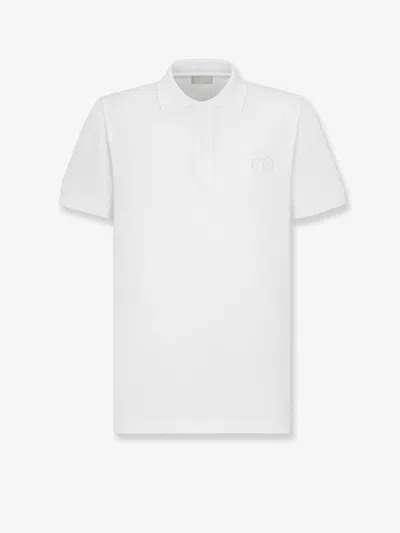 Dior Men Cotton Pique Polo Shirt In White