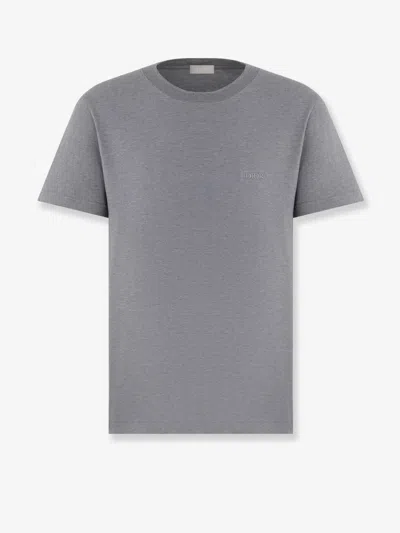 Dior Men Cotton T-shirt With Logo In Gray