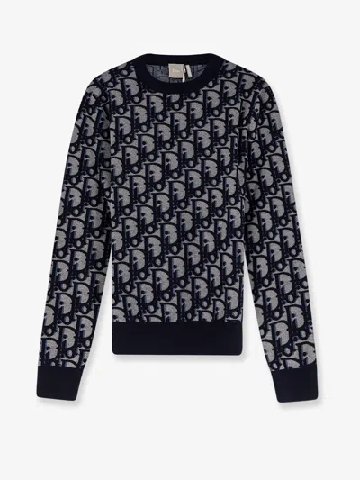 Dior Patterned Crew Neck Knitwear Long Sleeve Top In Black
