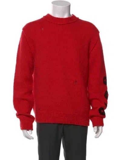 Pre-owned Dior Men Crew Neck Long Sleeve Pullover In Red